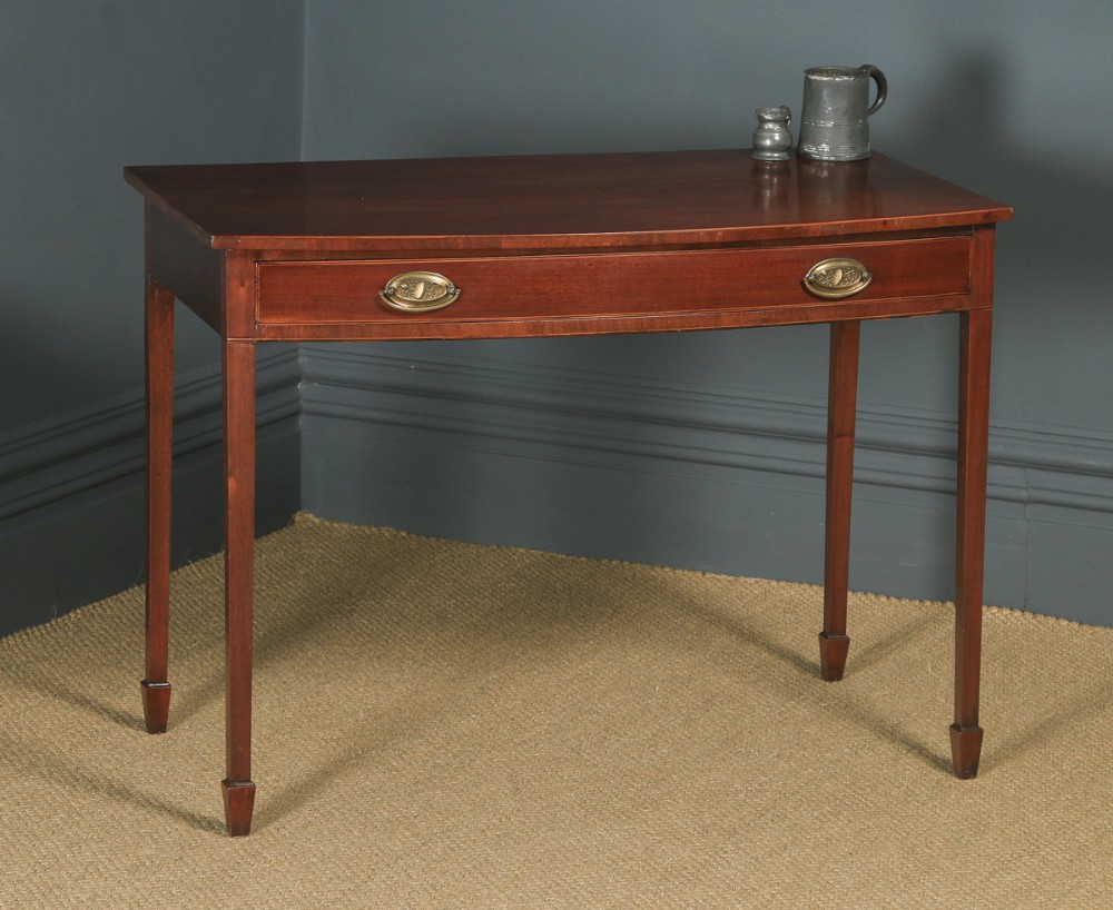 Antique English Georgian Regency Mahogany Inlaid Bow Front Side Table (Circa 1820)