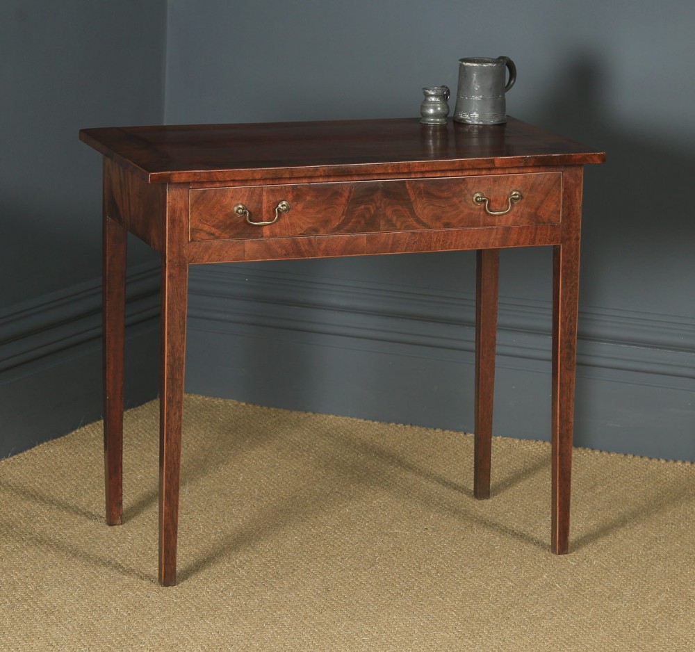 Antique English Georgian Flame Mahogany Occasional Side Hall Writing Table (Circa 1780)