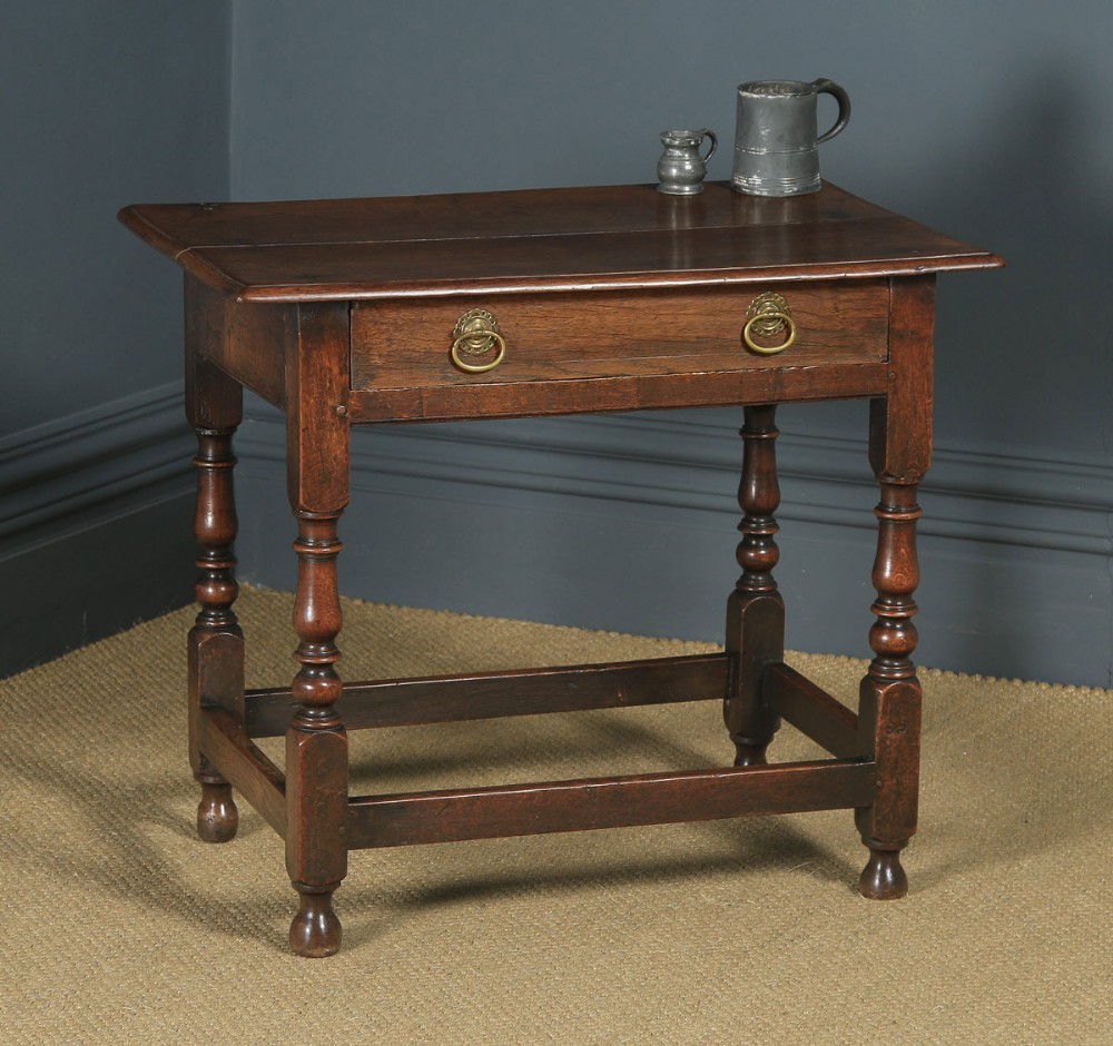 Antique English Late 17th Century Oak Occasional Hall Writing Lowboy Side Table (Circa 1680)