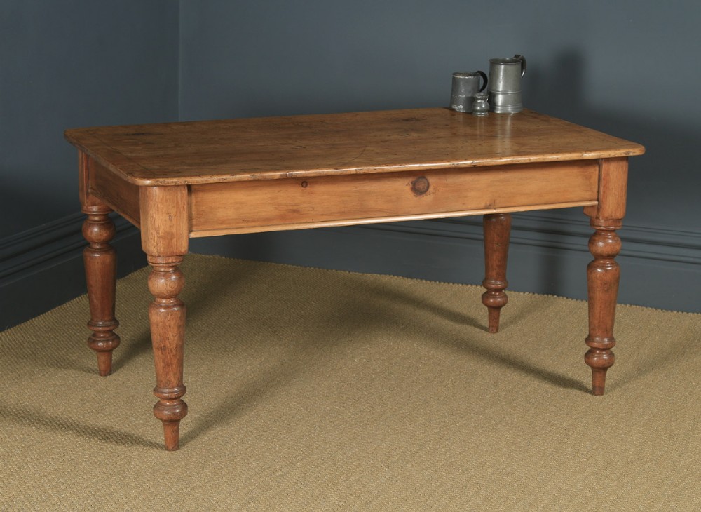 Antique English Victorian 4ft 9” Pine Farmhouse Kitchen Refectory Table (Circa 1880)
