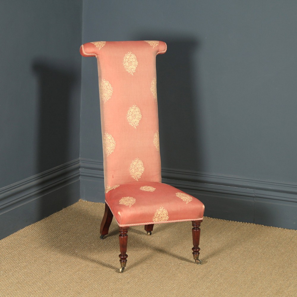 Antique English Victorian Mahogany Prie Dieu Prayer Occasional Nursing Chair (Circa 1860)