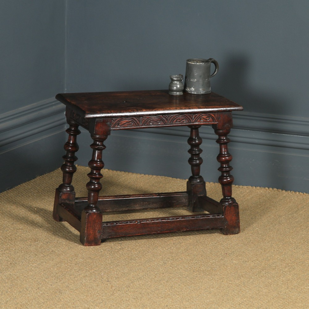 Antique English Carolean Style Oak Joint Stool (Circa 1780 - 1800)