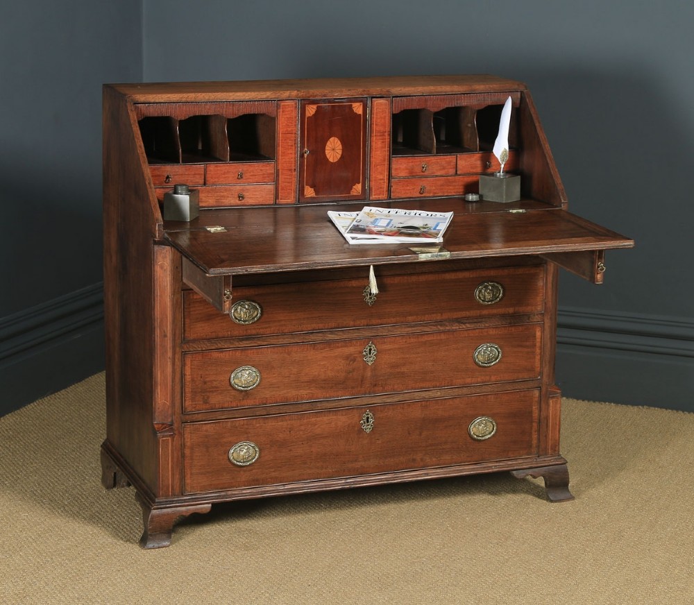Antique English 18th Century Georgian Oak & Mahogany Office Bureau Desk (Circa 1780)
