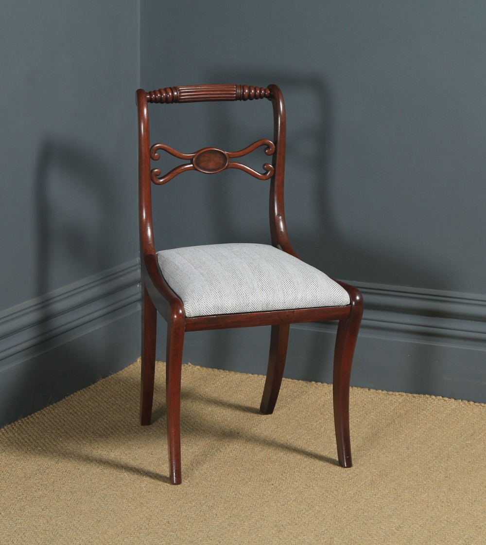 Antique English Georgian Regency Single One Mahogany Rope Twist Dining Chair (Circa 1820)