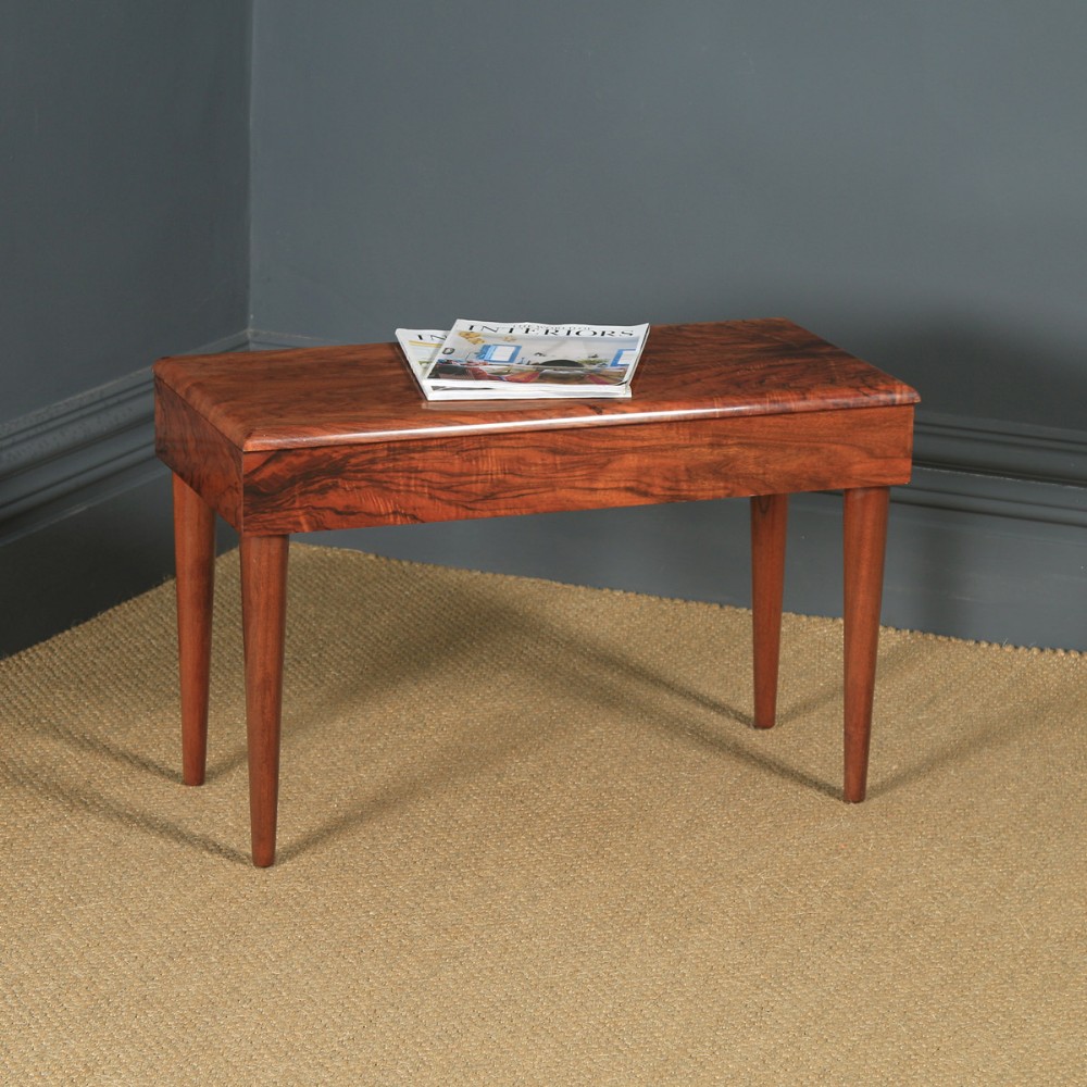 Antique English Art Deco Figured Walnut Coffee Box Table (Circa 1935)