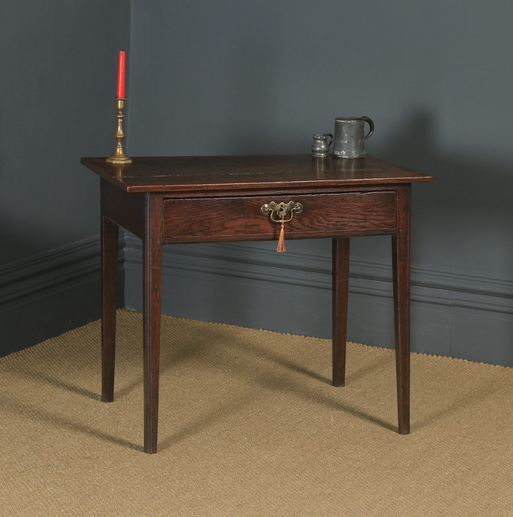 Antique English Georgian Oak Provincial Occasional Hall Writing Lowboy Side Table (Circa 1790)