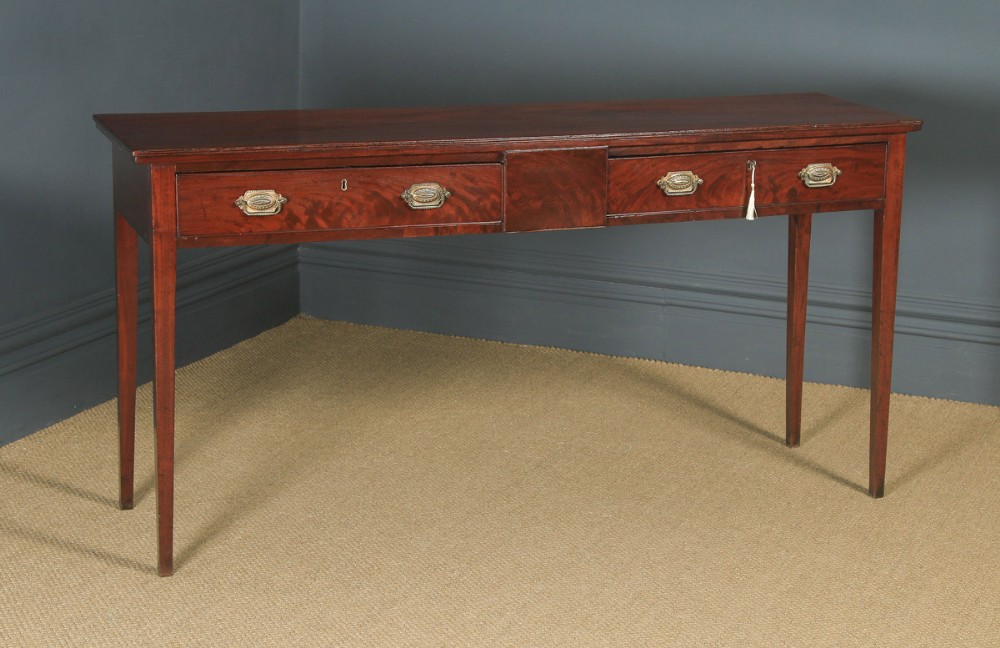 Antique Irish Georgian Regency Flame Mahogany Server Sideboard Console Table (Circa 1820)