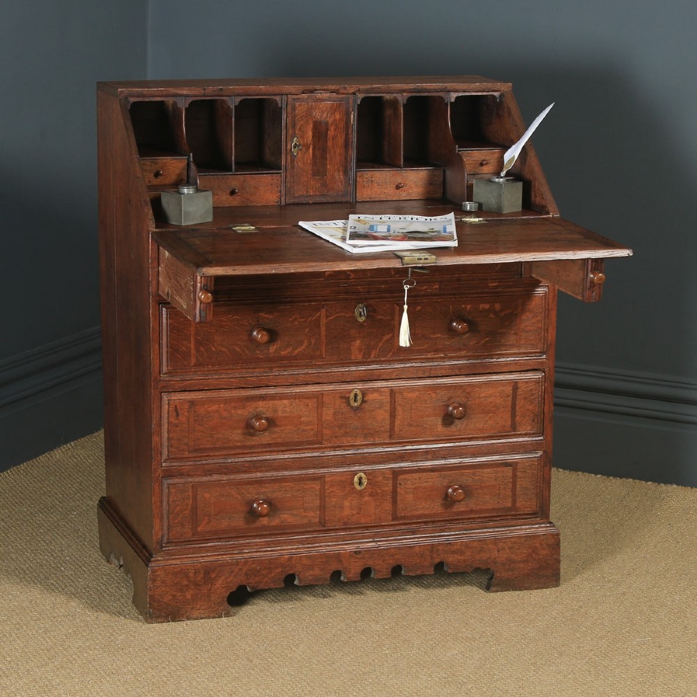Antique Welsh Marches Georgian Oak Inlaid Office Bureau Desk (Circa 1810)