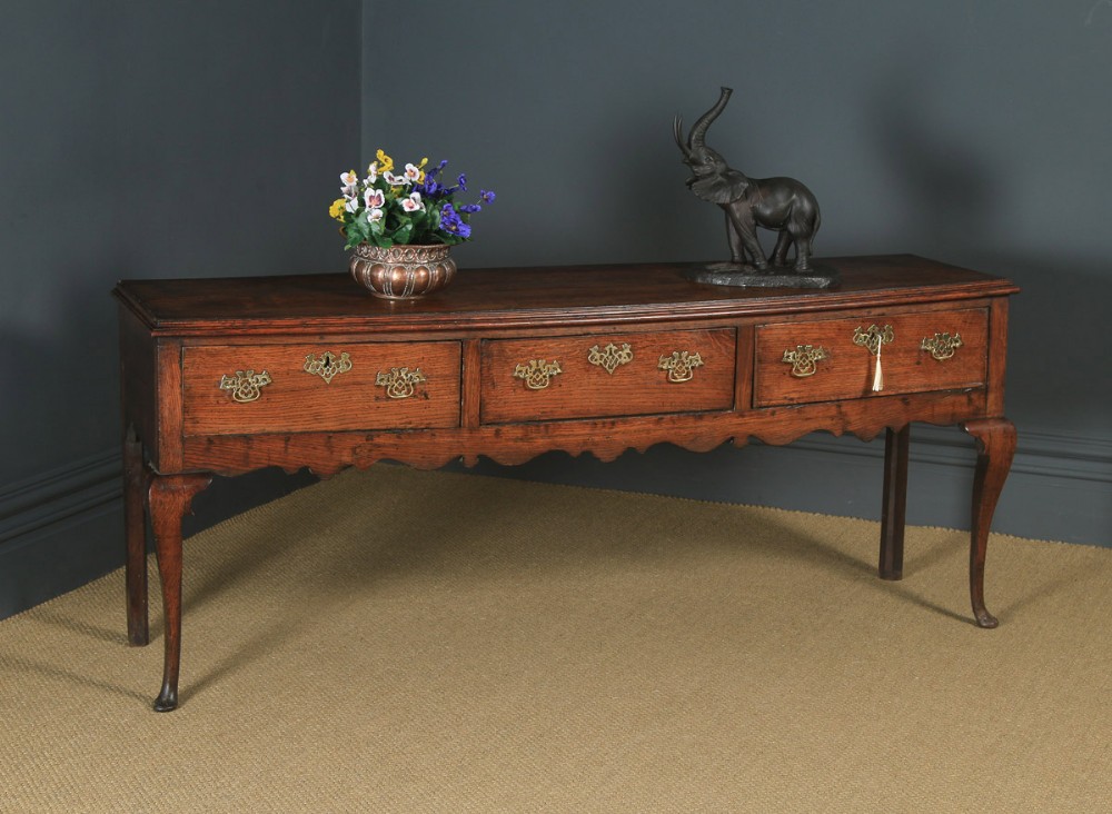 Antique English Shropshire Georgian Oak 6ft 2” Dresser Base Sideboard (Circa 1770)