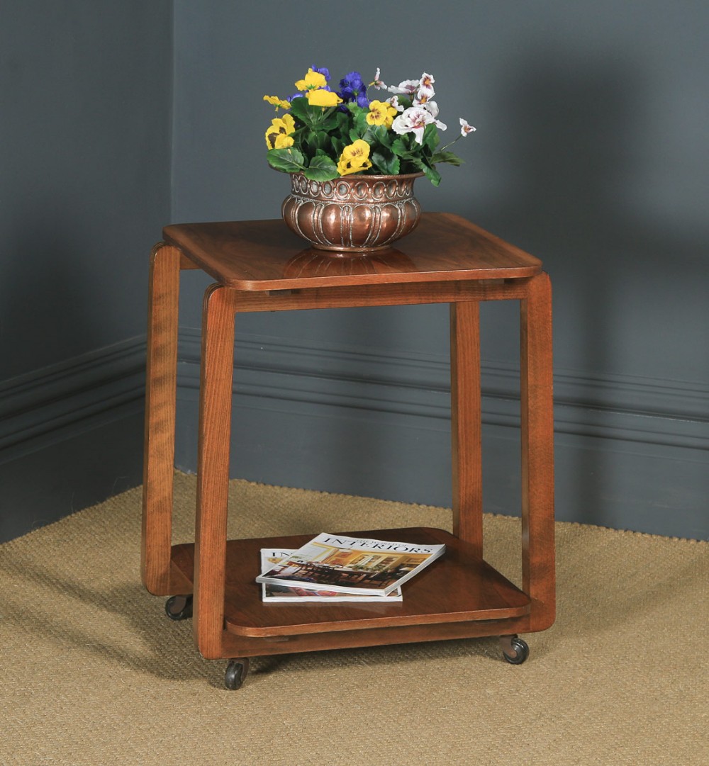 Vintage Art Deco English Walnut Occasional Trolley Table (Circa 1935)