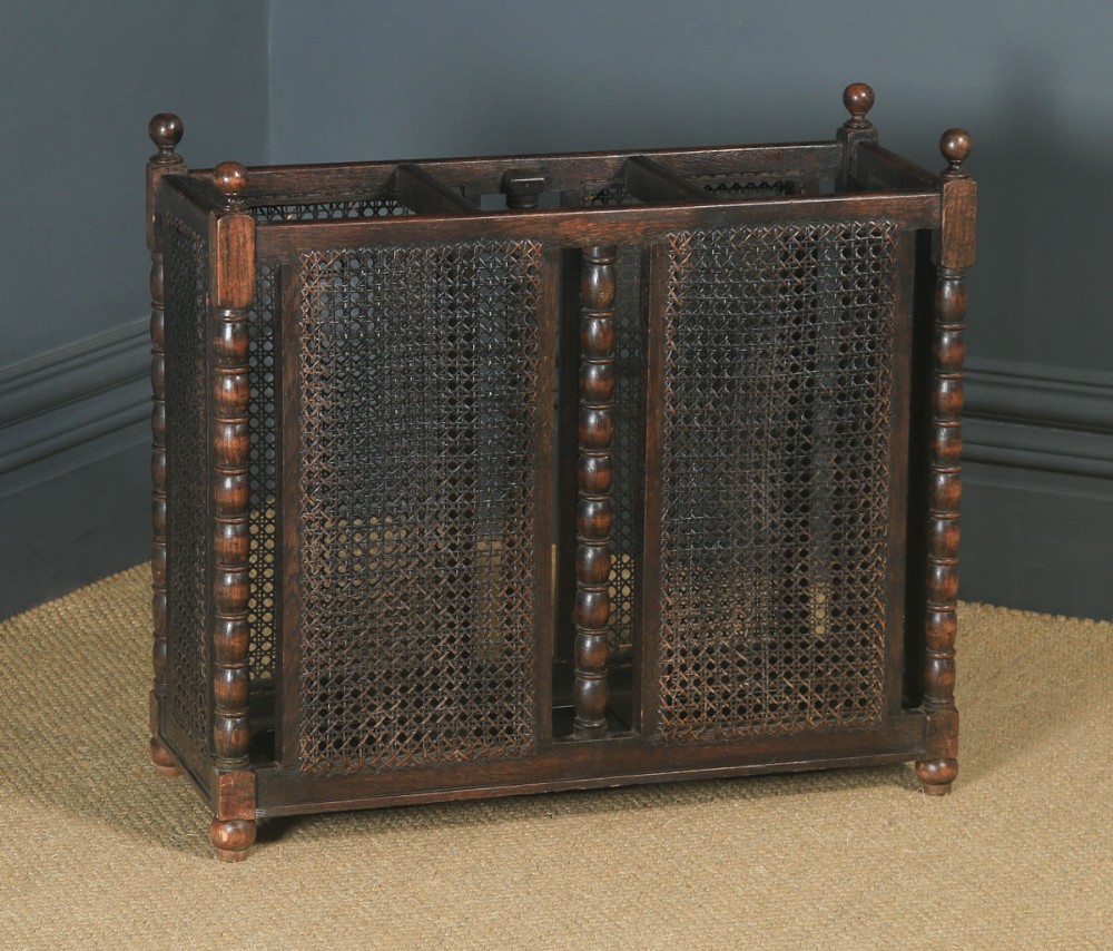 Antique English Edwardian Oak Stick & Umbrella Hall Stand (Circa 1910)