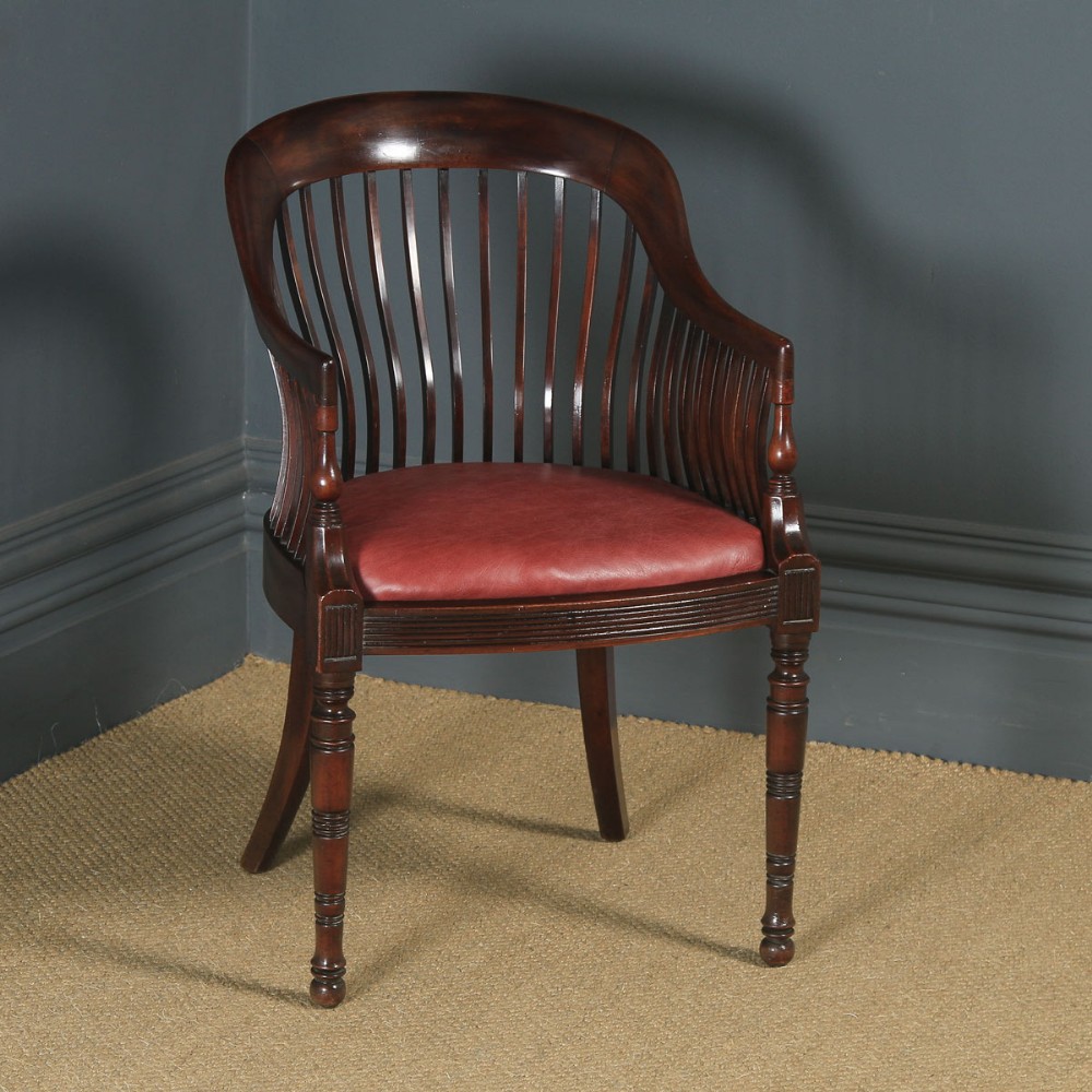 Antique English Victorian Arts & Crafts Morris & Co. Mahogany Occasional Salon Desk Office Arm Chair (Circa 1890)