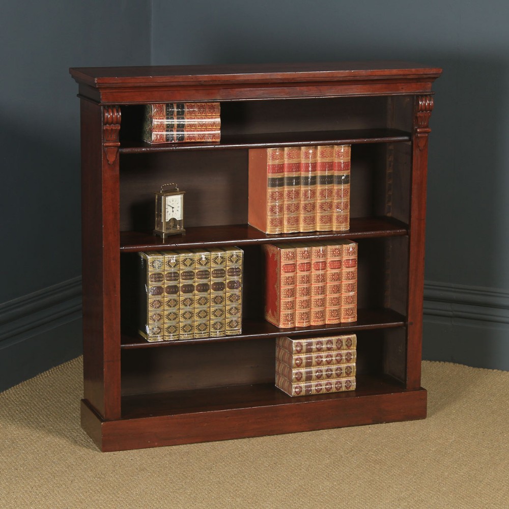 Antique English Victorian Georgian Style Mahogany Open 3ft 6” Bookcase (Circa 1880)