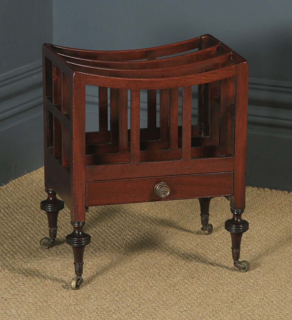 Small Antique English Georgian Regency Mahogany Canterbury Magazine Rack Tidy (Circa 1830)