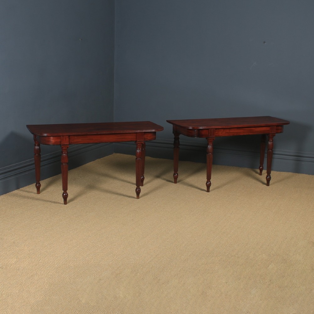 Antique English Pair of Georgian Regency Mahogany Console Side Hall Occasional Tables (Circa 1825)