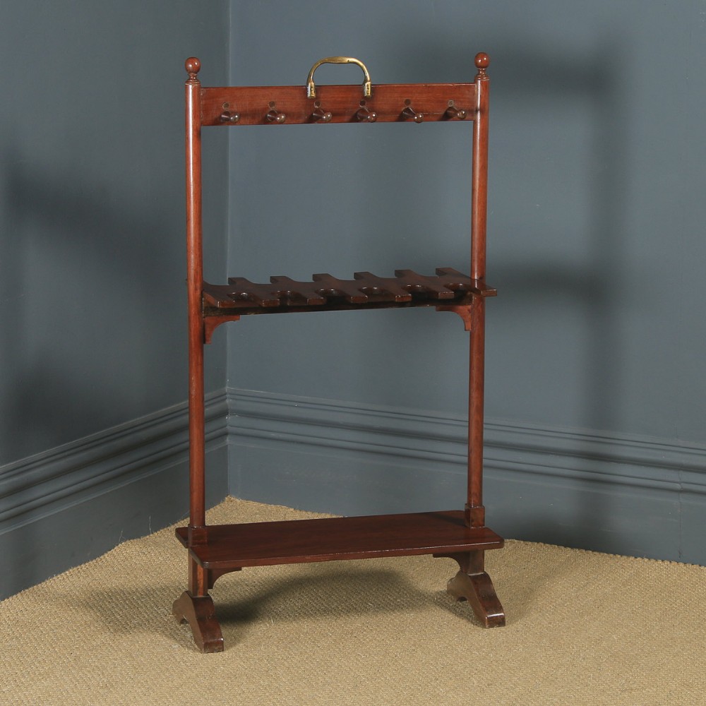 Antique English Georgian Mahogany Riding Welly Walking Boot & Whip Rack Stand (Circa 1830)