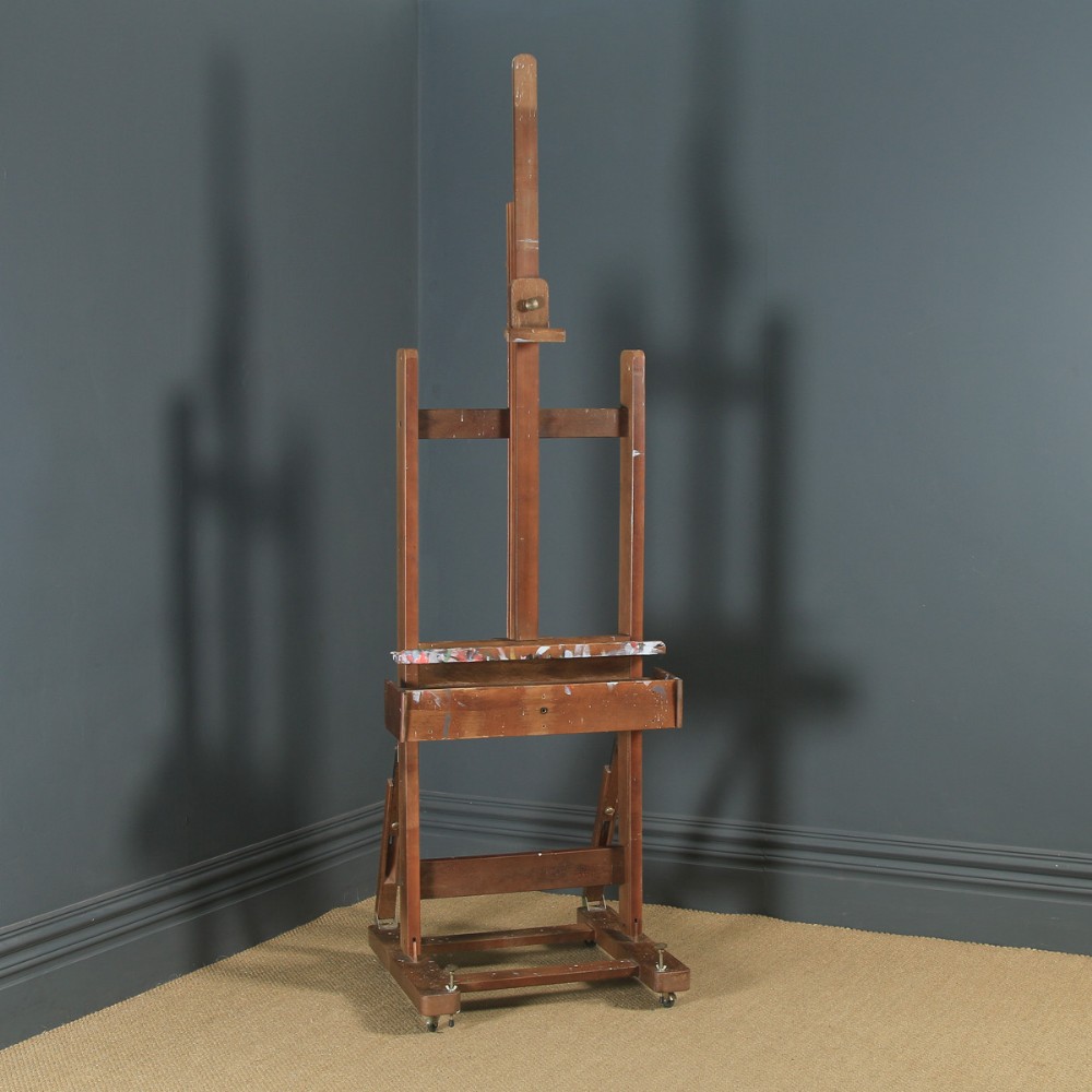 Large English George V Beech Adjustable Artists Picture Painting Studio Easel (Circa 1930)