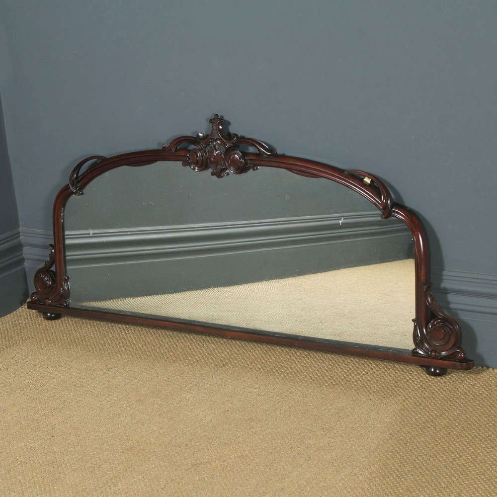 Antique Victorian Mahogany 5ft 8” Wall Hanging Overmantle Mirror (Circa 1860)