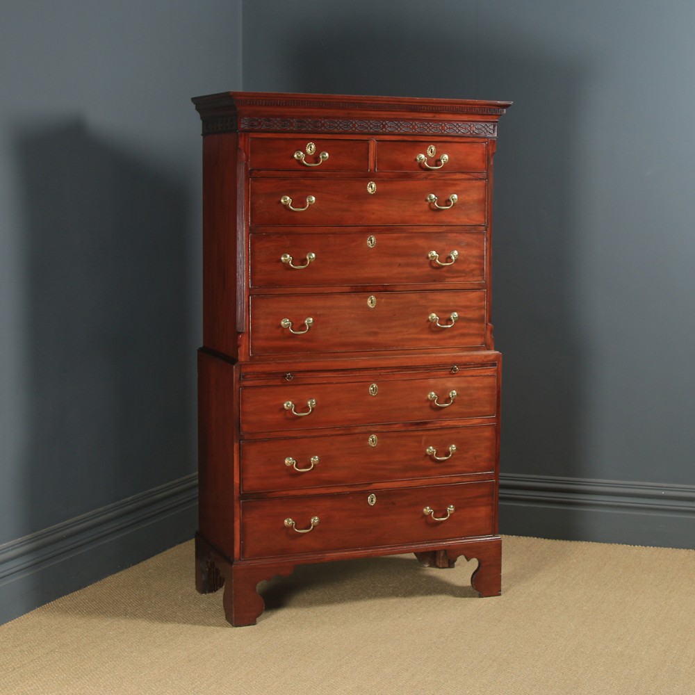 Antique English Georgian Chippendale Mahogany Chest on Chest Tallboy (Circa 1770)