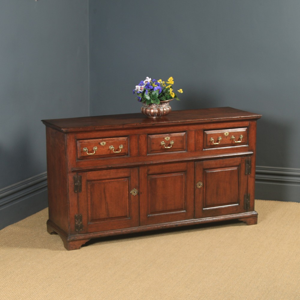Antique English Georgian Oak Dresser Base Sideboard Cupboard (Circa 1750)