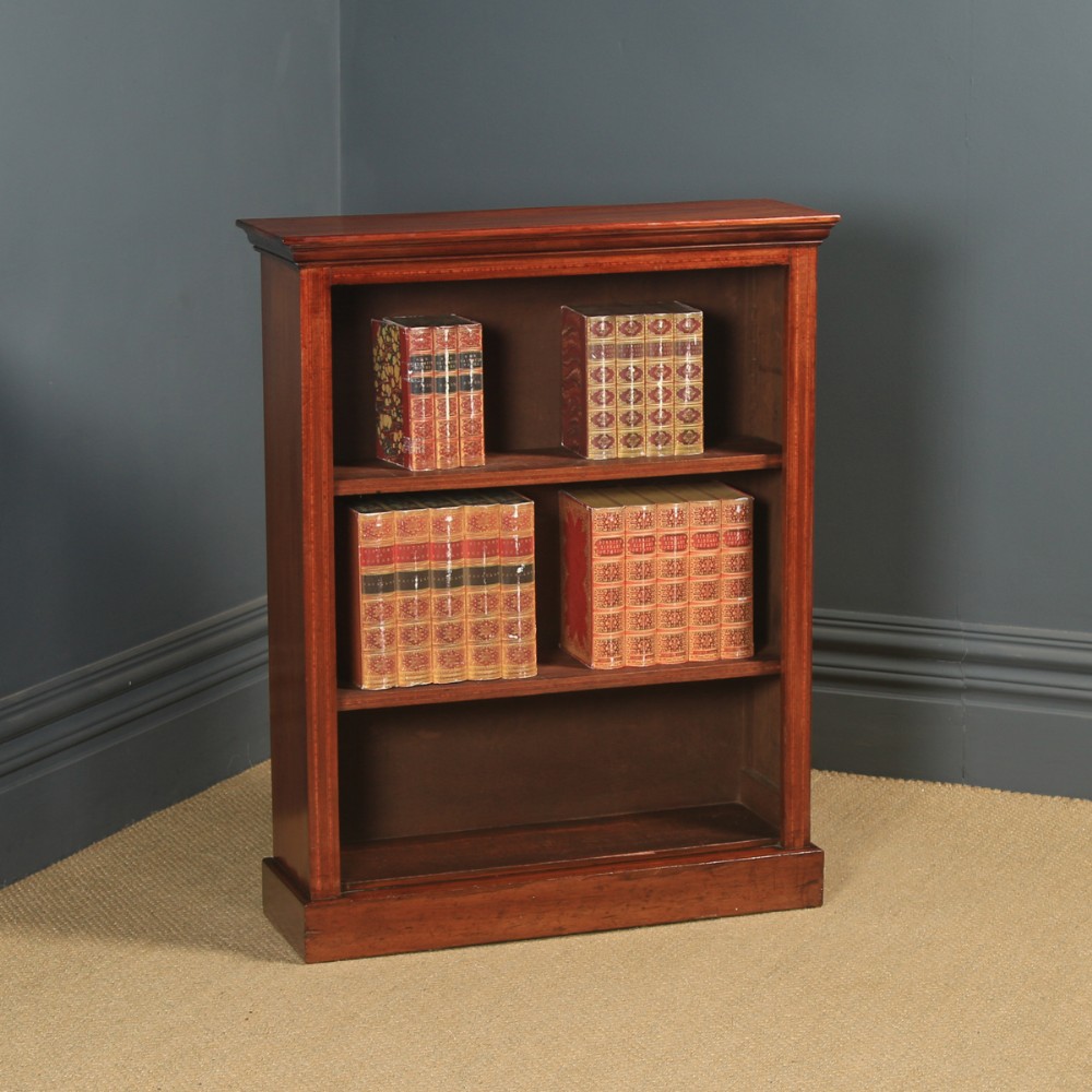 Antique English Edwardian Georgian Style Mahogany Open 2ft 8” Bookcase (Circa 1910)