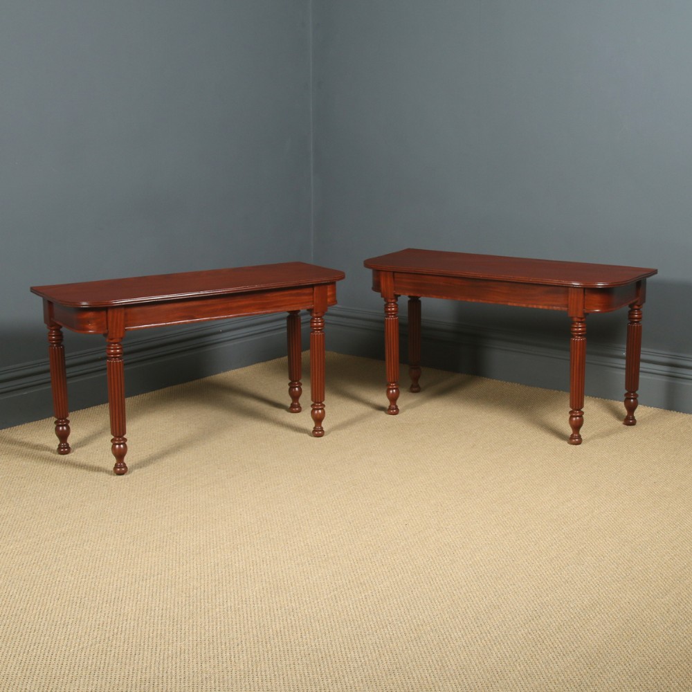 Antique English Pair of Georgian Mahogany Console Side Hall Occasional Tables (Circa 1825)