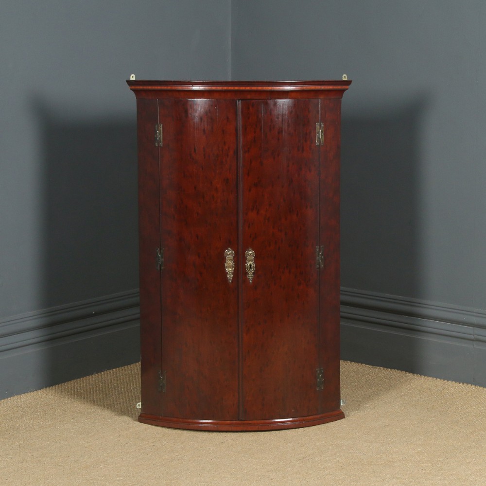 Antique English Georgian Plum Pudding Mahogany Bow Front Corner Cupboard Cabinet (Circa 1800)