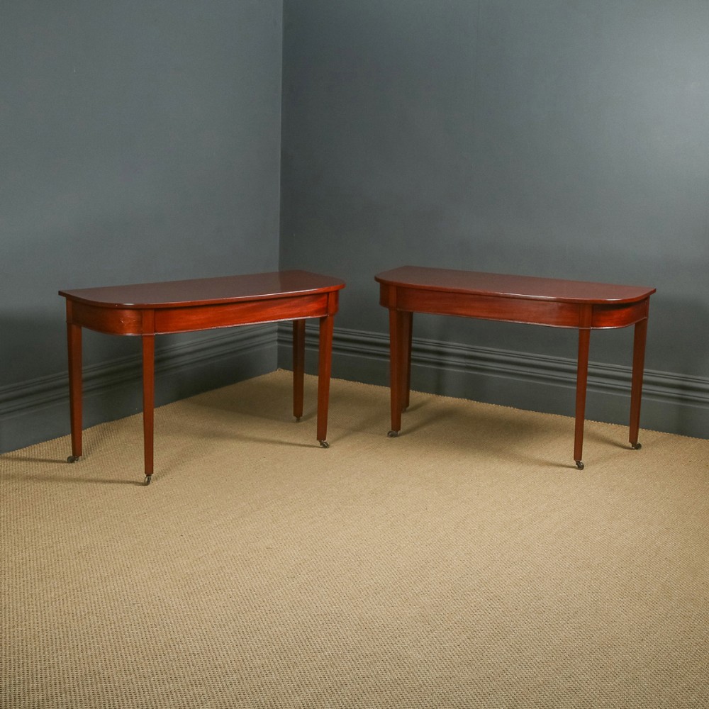 Antique English Pair of Georgian Mahogany Console Side Hall Occasional Tables (Circa 1800)