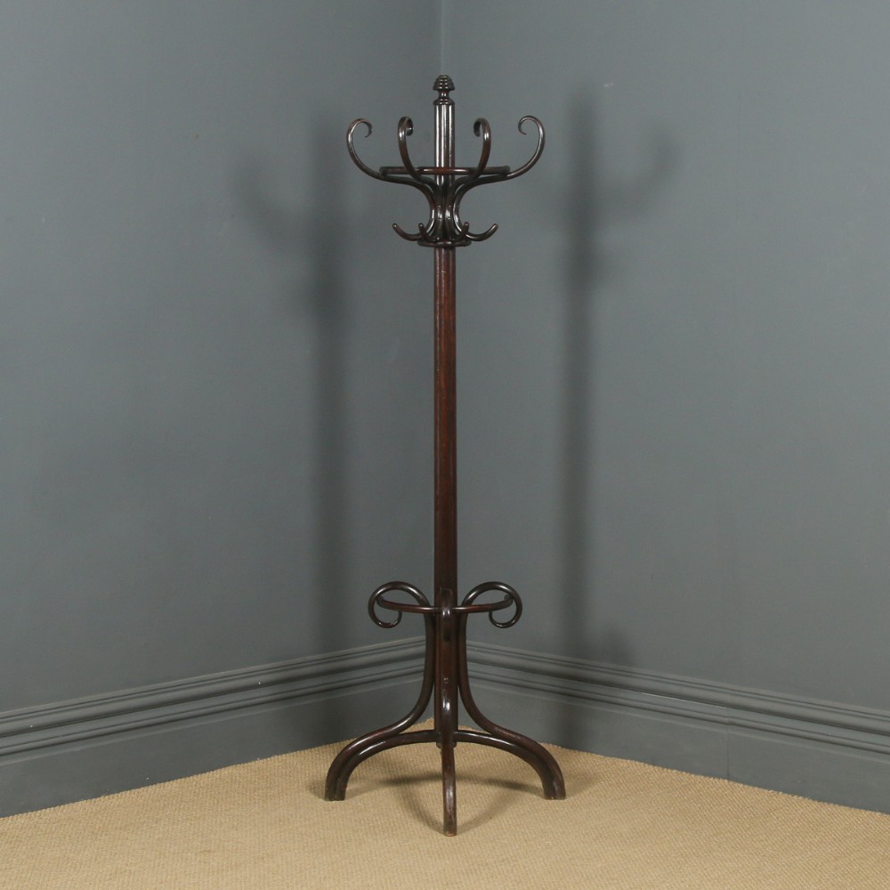 Antique Edwardian Beech Bentwood Coat, Hat, Stick & Umbrella Demi Lune Hall Stand (Circa 1910)