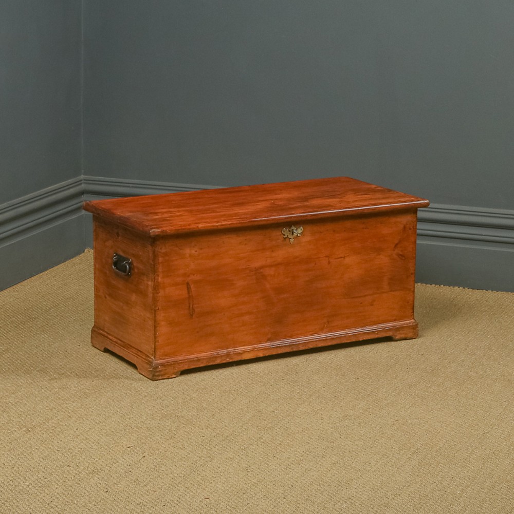 Antique English Victorian Pine Flat-Top Blanket Box Chest Trunk (Circa 1840)