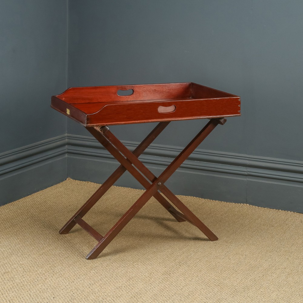 Antique English Georgian Mahogany Butlers Drinks Tray Table & Stand (Circa 1820)