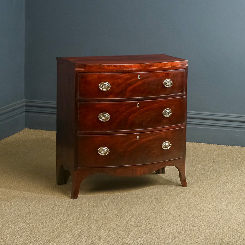 Small Antique English Georgian Regency Mahogany Bow Front Chest of Drawers (Circa 1820)