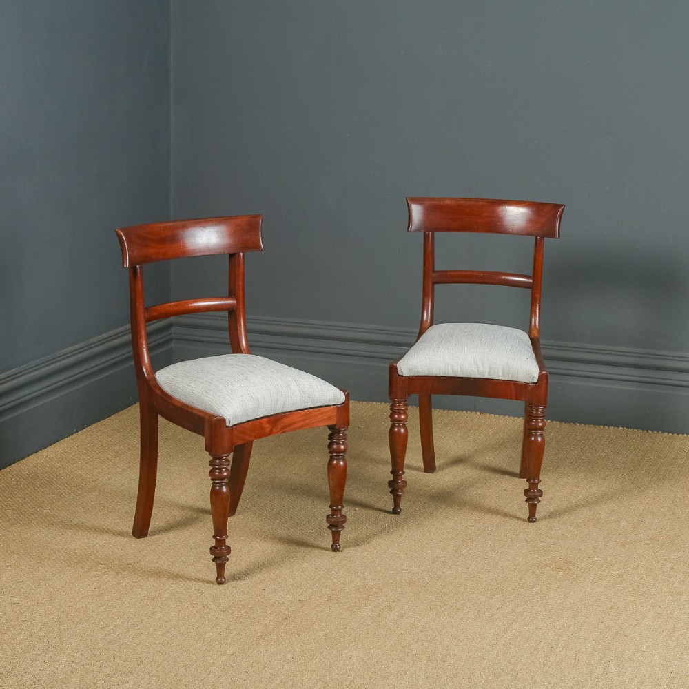 Antique English William IV Pair of Mahogany Bar Back Dining Chairs (Circa 1835)