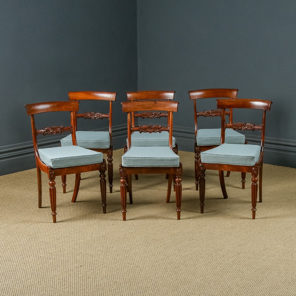 Antique English Regency / William IV Set of Six 6 Rosewood Bar Back Dining Chairs (Circa 1830)