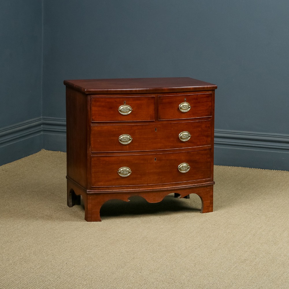 Small Antique English Georgian Regency Bow Front Chest of Drawers (Circa 1810)