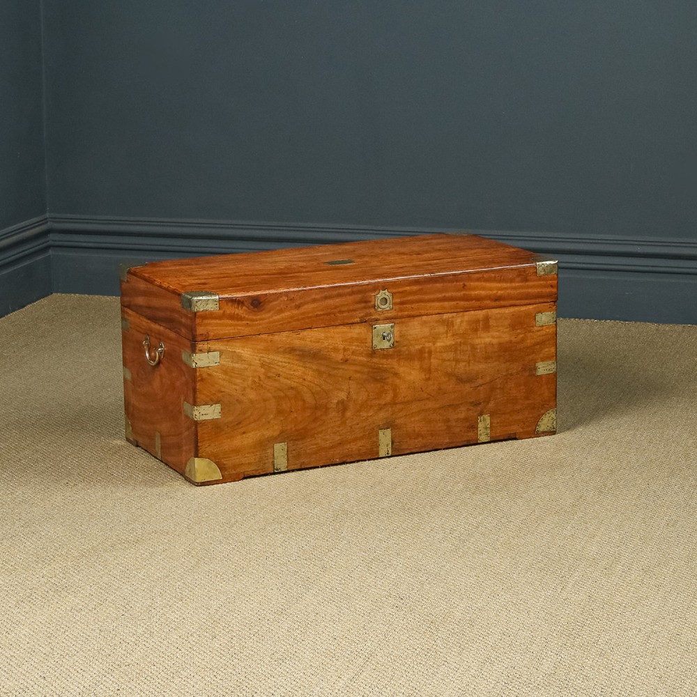 Antique Asian Chinese Victorian Camphor Wood Campaign Chest (Circa 1870)