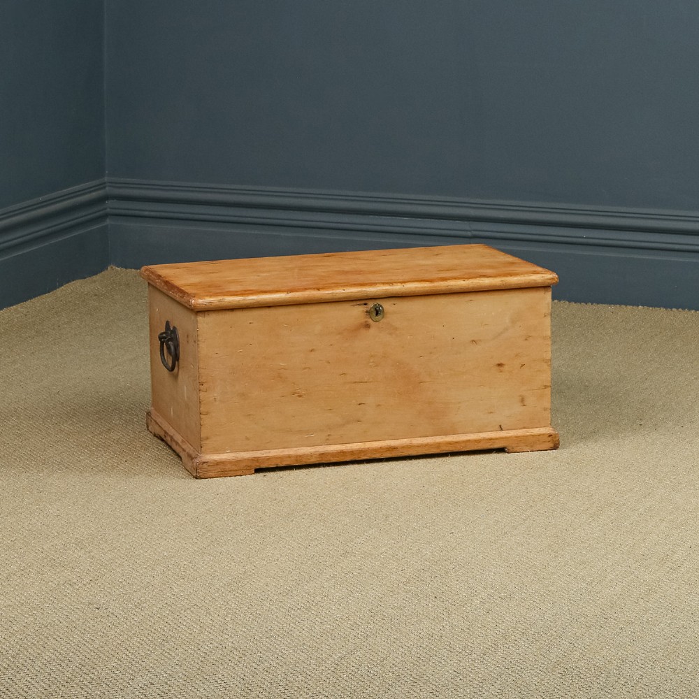Antique English Victorian Pine Flat-Top Blanket Chest  (Circa 1860)