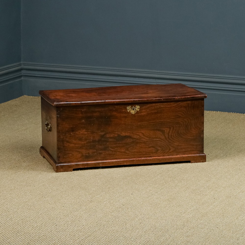 Antique English Georgian Elm Flat-Top Blanket Chest (Circa 1820)