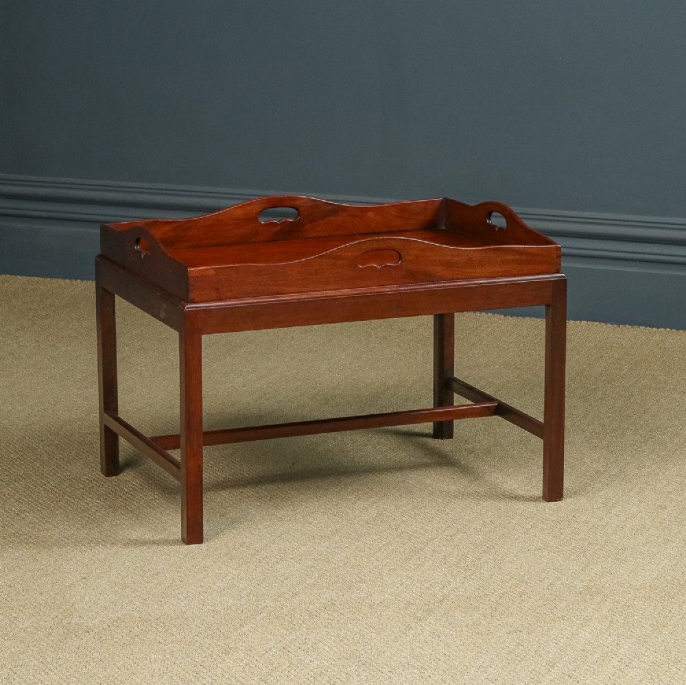 Antique English Victorian Mahogany Butlers Drinks Tray Stand (Circa 1840)