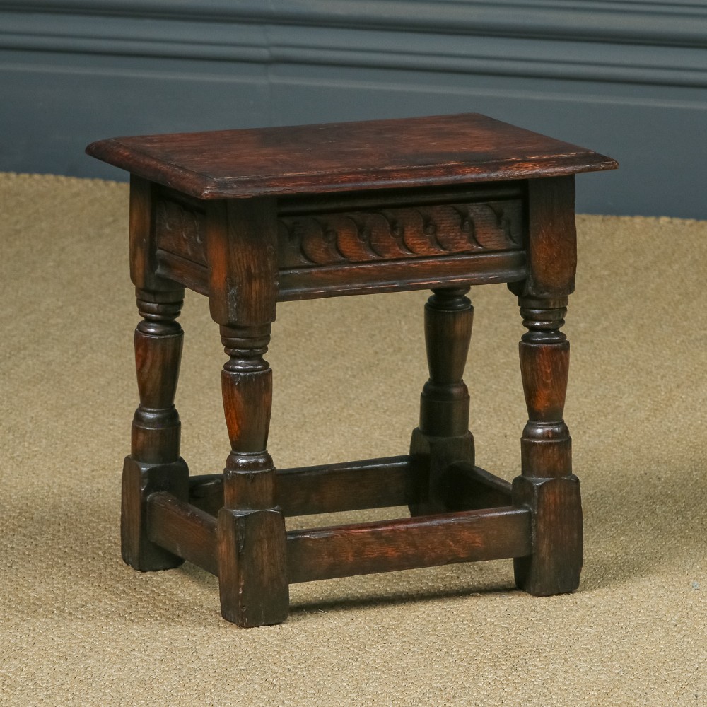 Antique English 17th Century Oak Joint Stool / Occasional Lamp Side Table (Circa 1650 - 1700)