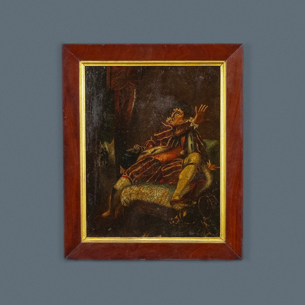 Antique English Georgian Oil Painting Picture of King Richard III inspired by David Garrick as Richard III Shakespeare Play (Circa 1800)