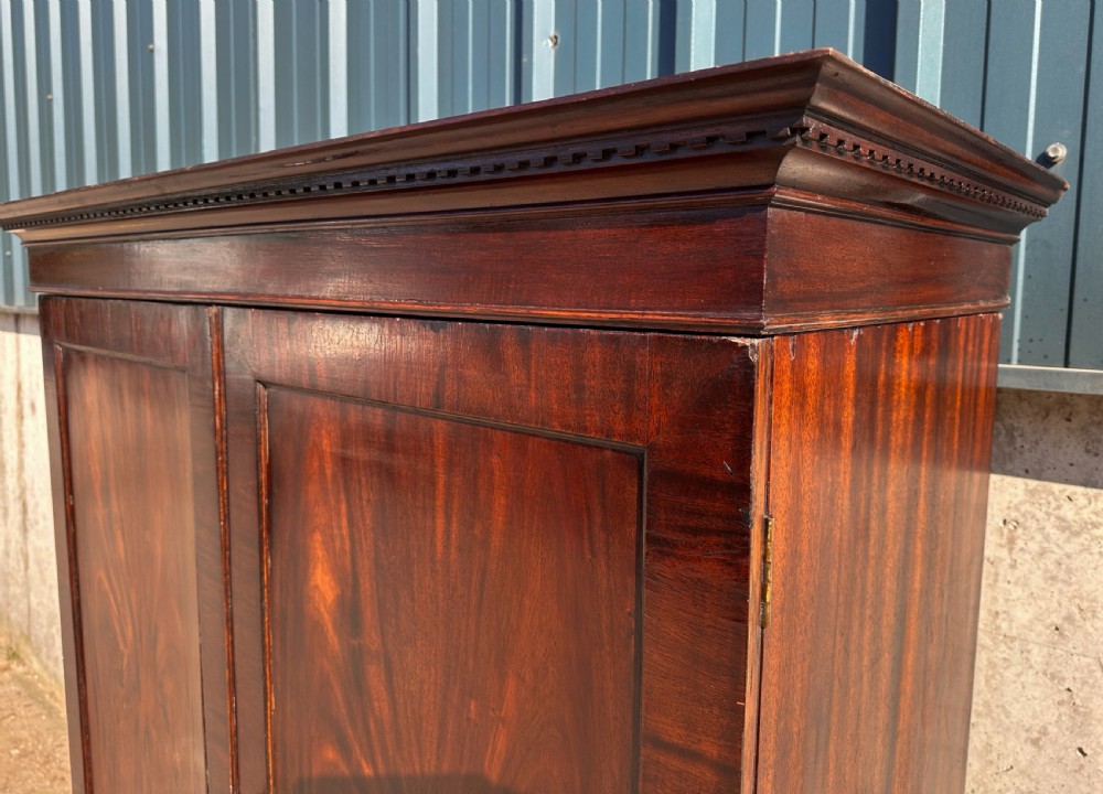 Antique English Georgian Mahogany Linen Press Wardrobe Armoire (Circa 1800) View IV
