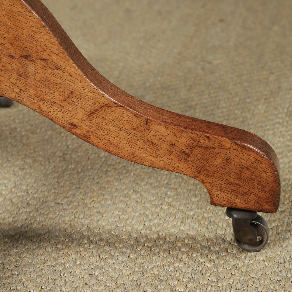Antique English Edwardian Oak & Green Leather Upholstered Revolving Office Desk Arm Chair Circa 1910 View IV