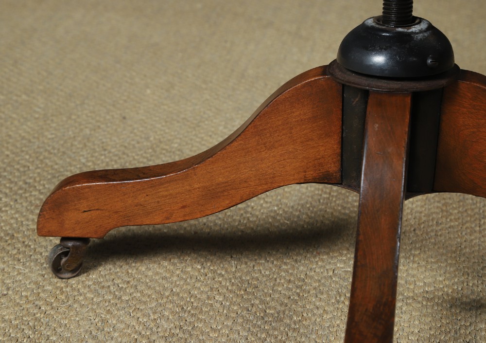 Antique English Edwardian Beech & Green Leather Revolving Office Desk Arm Chair (Circa 1910) View VIII
