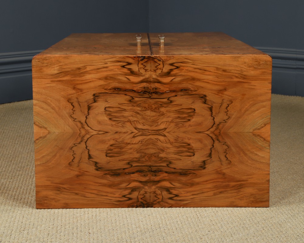 Small Antique English Art Deco Walnut Two Door Tallboy Compactum Armoire (Circa 1930) View XI