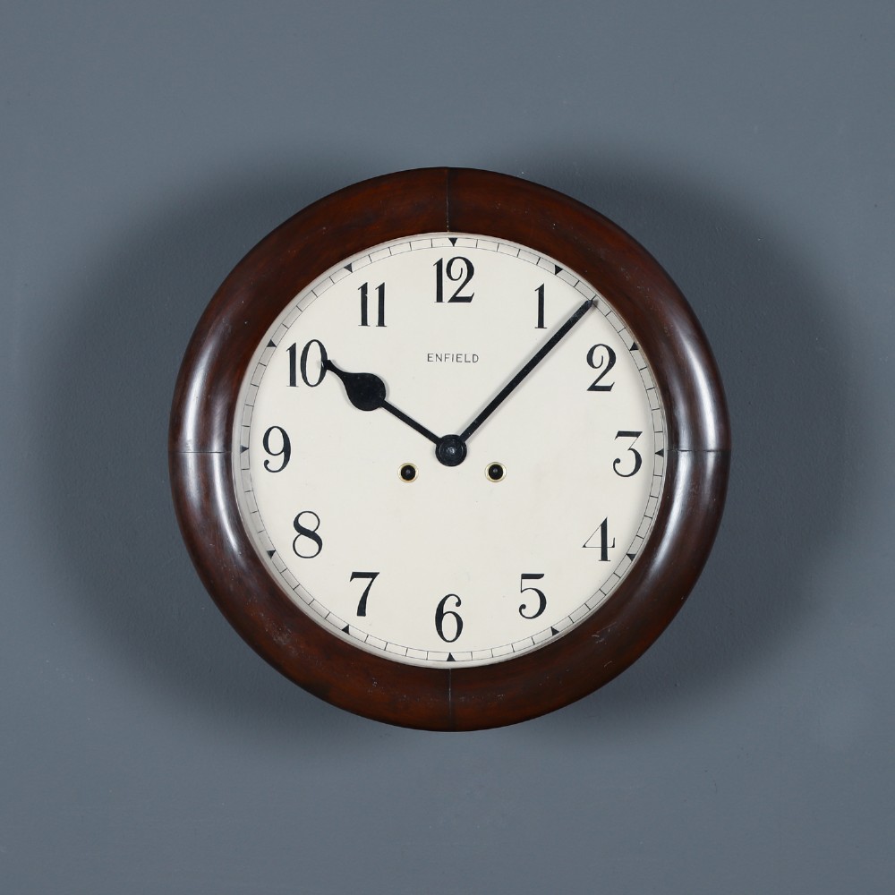 14.5 ″ Mahogany Antique Enfield Wall Clock - Railway Station / School Round Dial (Chiming)