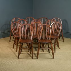 ANTIQUE SET OF 12 TWELVE VICTORIAN ASH ELM WINDSOR STICK HOOP BACK KITCHEN CHAIRS CIRCA 1890 1930