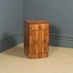 ANTIQUE ENGLISH SINGLE ART DECO WALNUT BOW FRONT BEDSIDE NIGHTSTAND TABLE CIRCA 1930