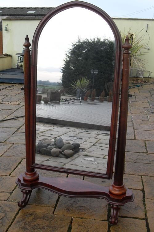 Victorian Mahogany Cheval Mirror on Stand