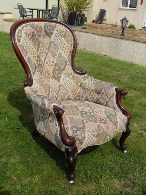 Victorian Gents Mahogany Fireside Chair